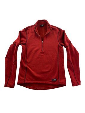 REI Mens 1/4 Zip Fleece Jacket Size Large Red Stretch Pullover Performance